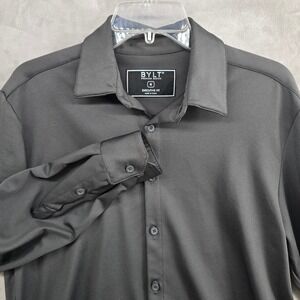 BYLT Premium Basics Size Medium Executive Fit Long Sleeve Button Down Shirt Gray